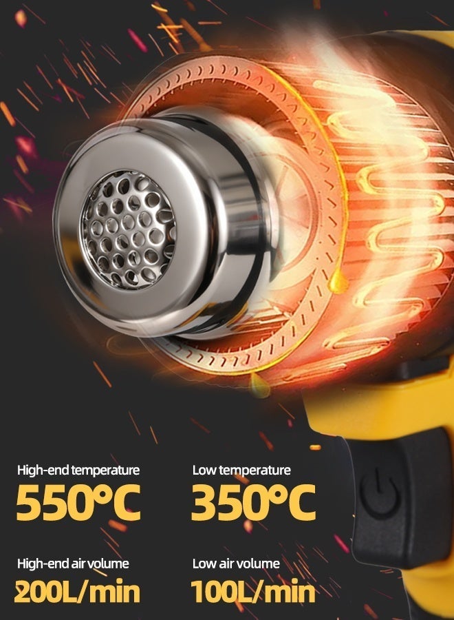 ALongDeng 300W Cordless Lithium-ion Hot Air Gun  21V Hot Air Gun with 2 Batteries  550℃/1022℉ Max for Shrink Tubing Vinyl Wrap Resin & Crafting 3 Nozzle Kit Portable Electric Heat Gun for DIY - Image 3